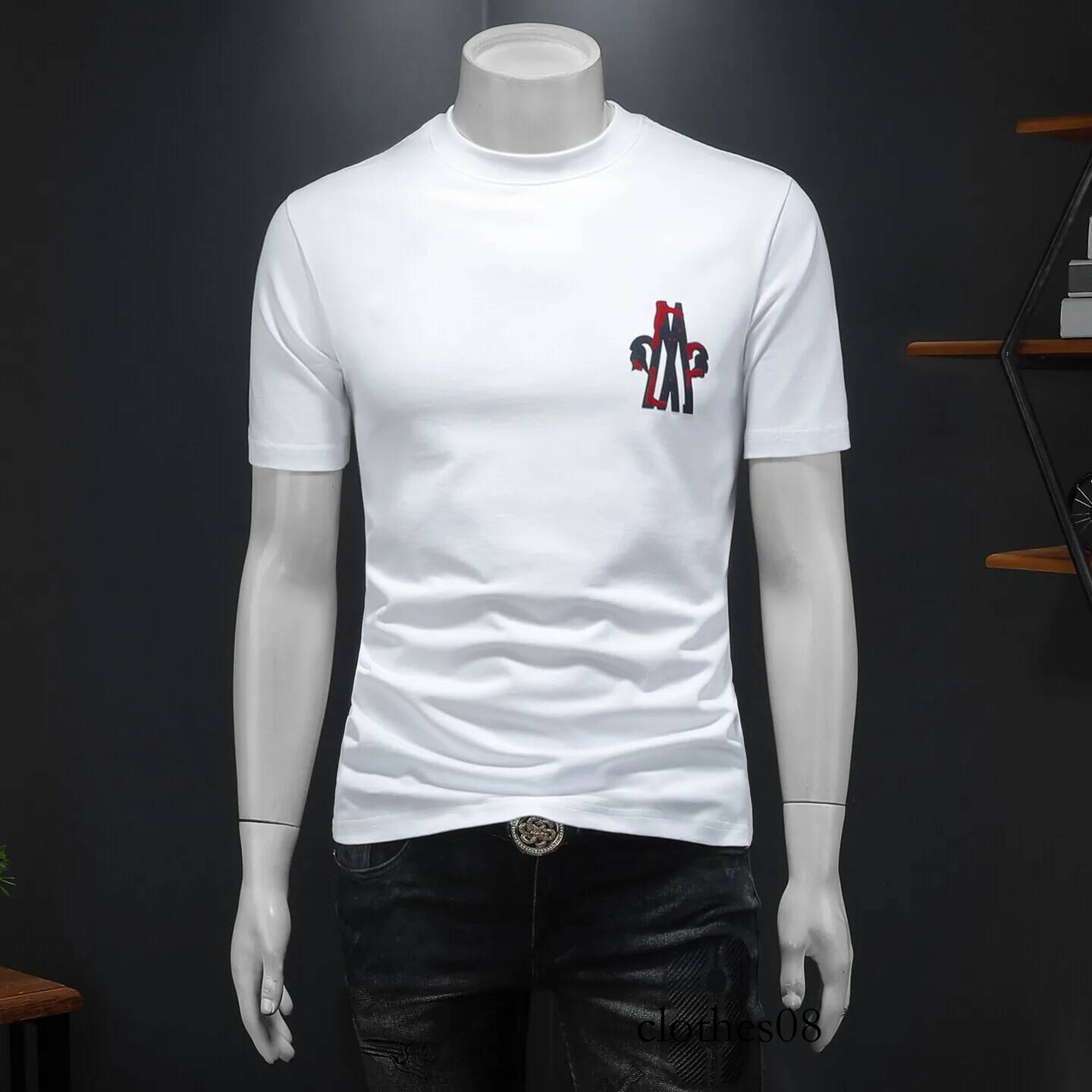Men's Faionable round Ne ort Sve T-irt Wide Cut Urban Sle Polyester Cotton Blend Summer Top Classic Design