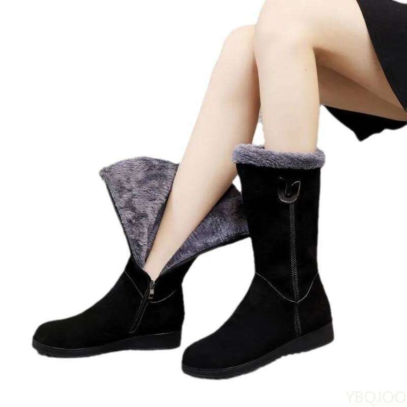 Winter versatile snow thick fashionable women's anti slip warm leisure comfortable side zipper cotton boots