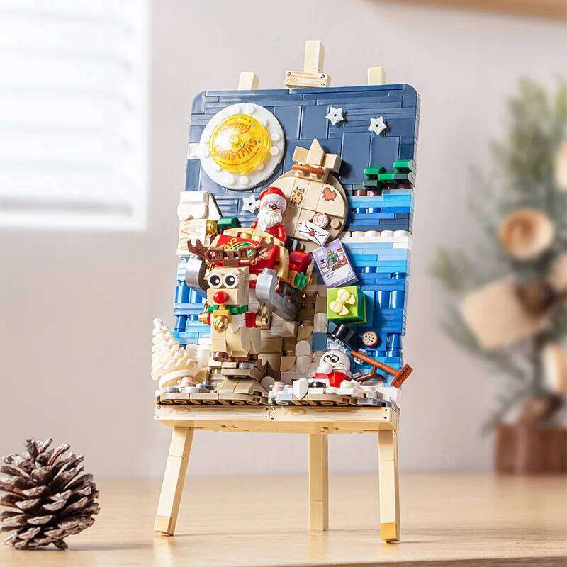 Mini Blocks Christmas Sleigh Bike Drawing Kids Building Toys DIY Puzzle Bricks Girls Boys Holiday Gifts Home Dcor Z260306