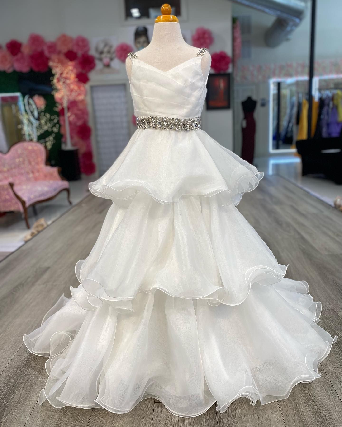 Candy Color Organza Little Girl Pageant Dresses 2026 Straps Infant Toddler Girls Prom Gowns Zipper-Back Ruffles Long Kids Formal Party Birthday Prince