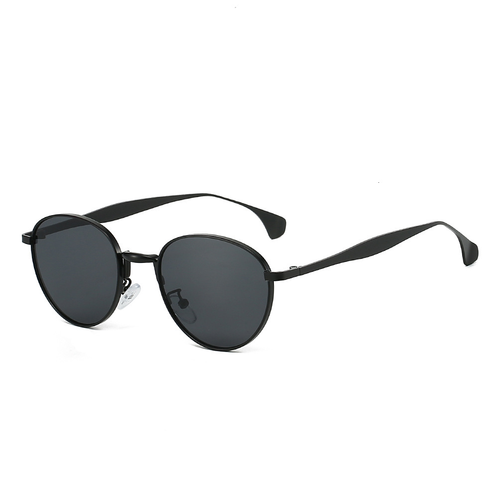 New Japanese-style oval small-frame sunglasses with a high-end feel, UV protection, metal retro trendy glasses for outdoor photography