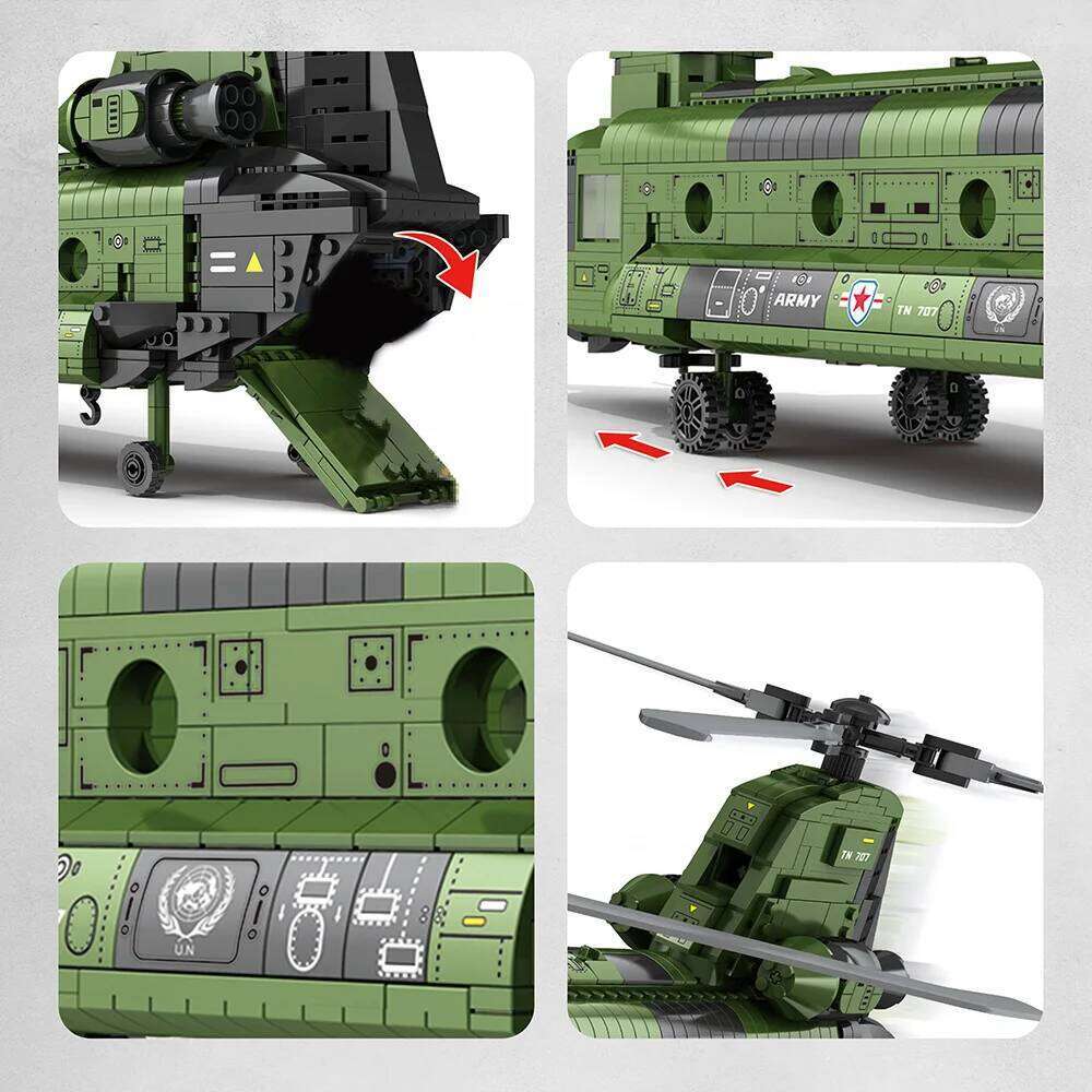 Aircraft Series Helicopter Building Blocks Model Famous WWII Military Fighter MOC Brick Sets Boys Toys Gift For Children Z260306