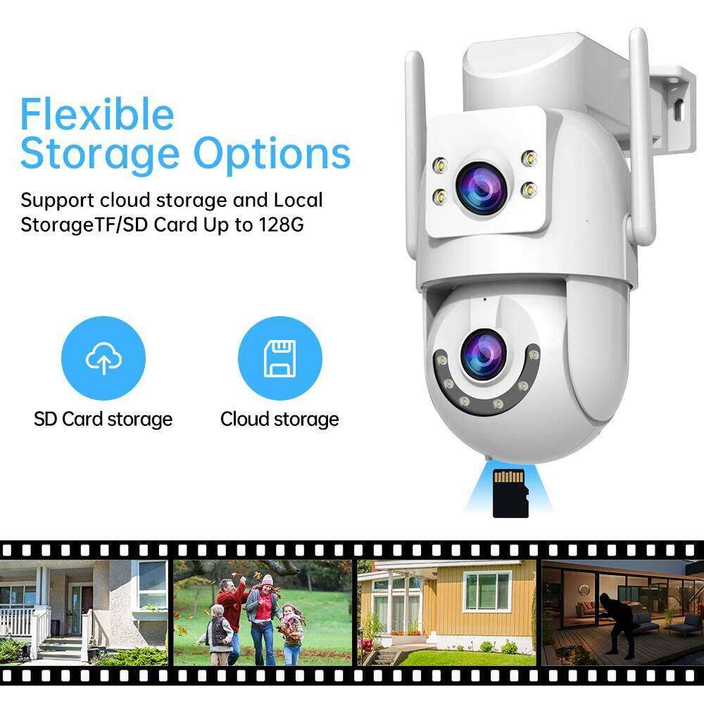 Jooan 5K 8MP Lens Dual Screen IP Wifi PTZ Camera Outdoor AI Auto Tracking CCTV HD Audio Video Surveillance 26W0306