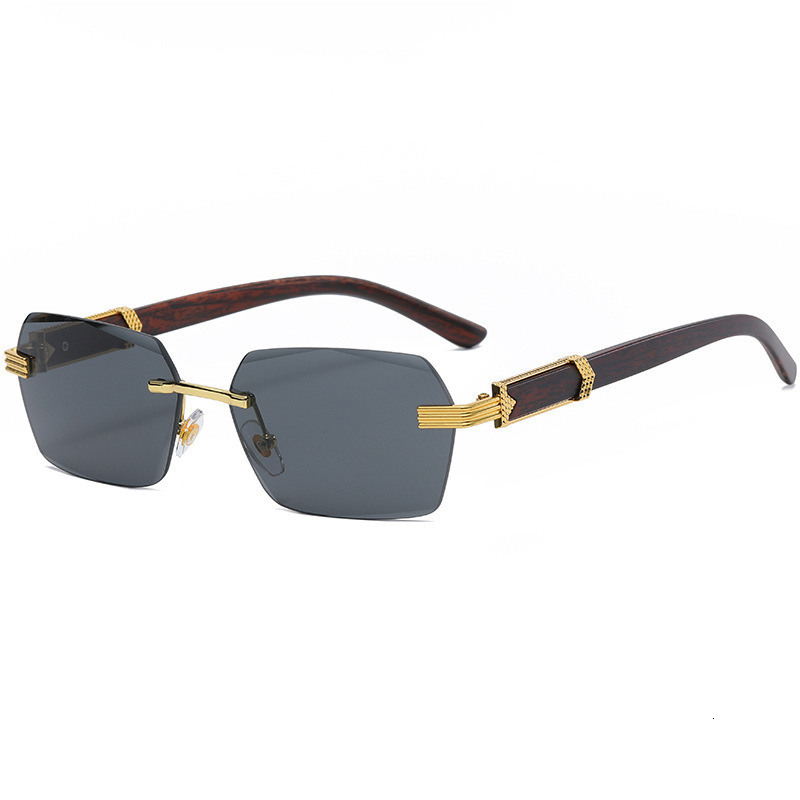 Top Luxury Fashion Sunglasses With Wooden Handle And Metal Designer Sunglasses For Outdoor Bicycles European And American Irregular Square Fashion Sun