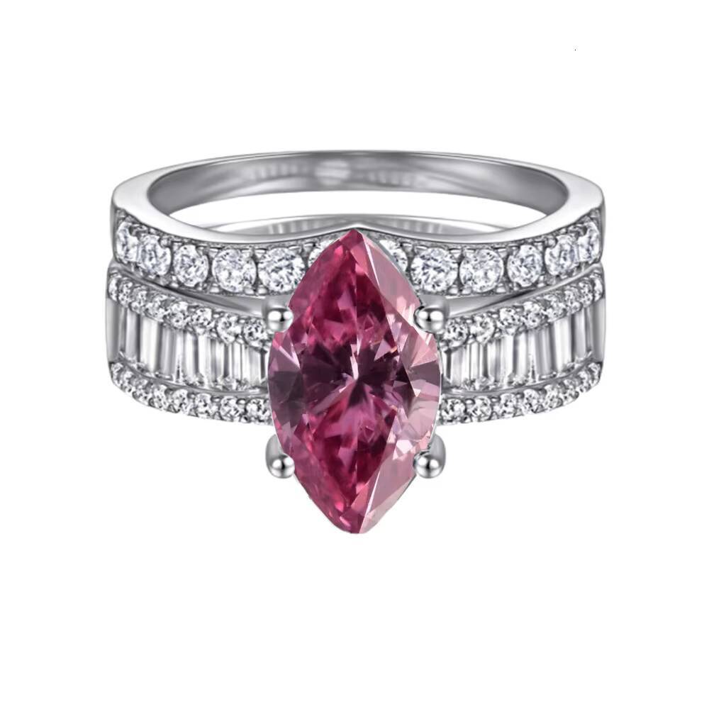 Wholesale GF S925 Sterling Silver Vintage Engagement Rings Marquise Moissanite Bar Setting GRA Certified Womens/Unisex