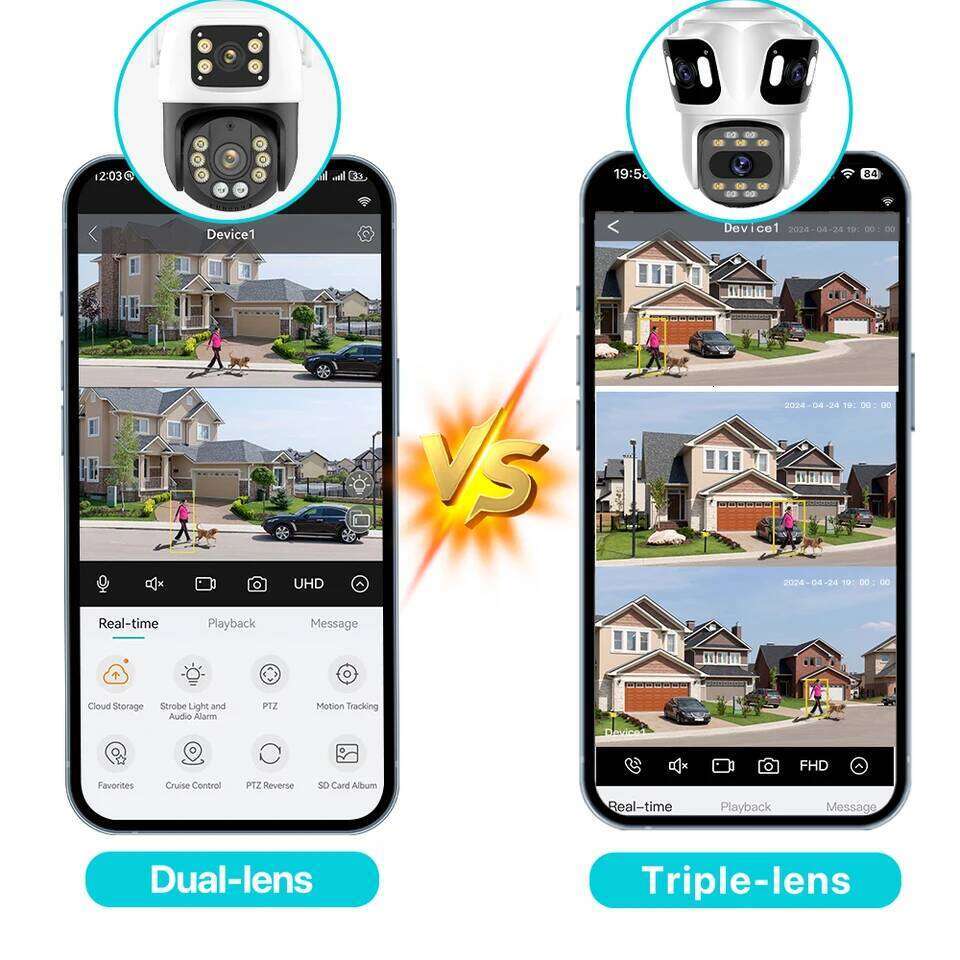 Lens PTZ IP Outdoor HD Three Screen WiFi Security Auto Tracking Dual Len Wirelss CCTV Camera iCsee 26W0306