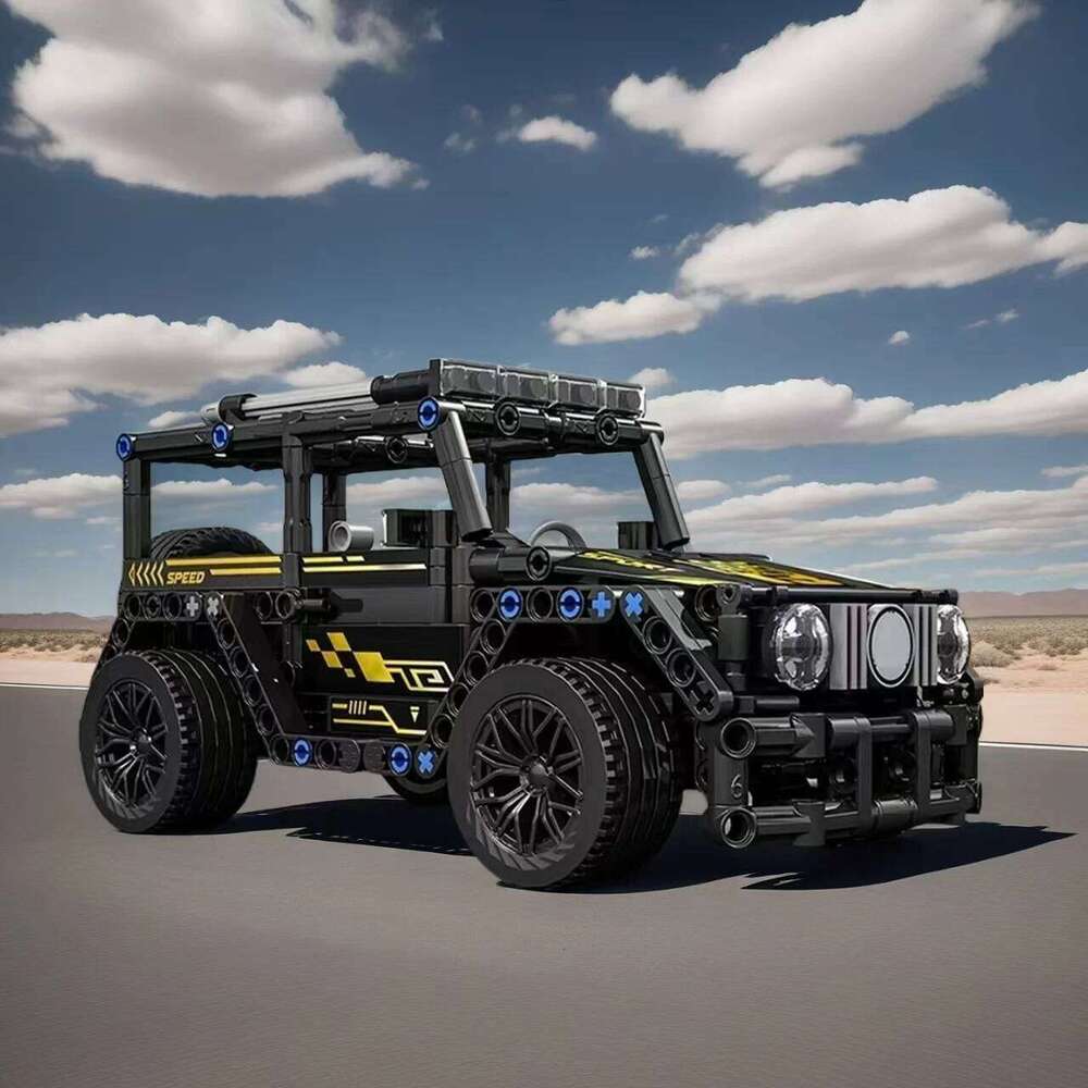 1630-Piece Fashionable Cool Black and Gold Supercar Building Block Set, High-Quality Abs Plastic DIY Assembly Toy Car, Suitable for Living Room or Bed