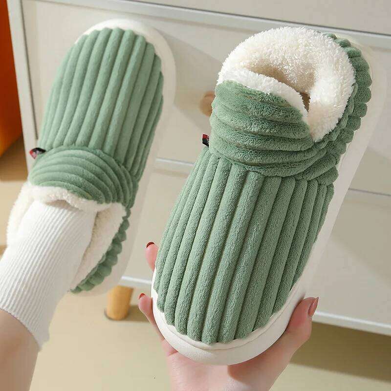 Litfun Warm Cotton Soft Sole Short Plush Lined Slippers Outdoor Non-slip Fluffy Ankle Boot Indoor Fuzzy Men Home Shoes