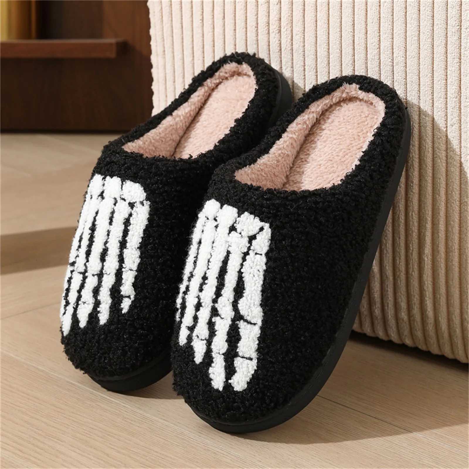 Ghostface Home Cotten Slippers WomenS Winter Halloween Black Warm Plush Slippers Men Flip Flops Indoor Floor Slippers Gift S260305