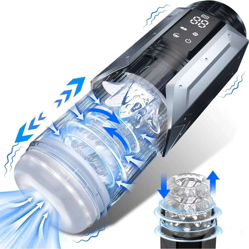 Automatic Masturbator Penis Pump Male Pocket Pussy Sucking Vibrating Thrusting Rotating Realistic Textured Sex Machine W260305