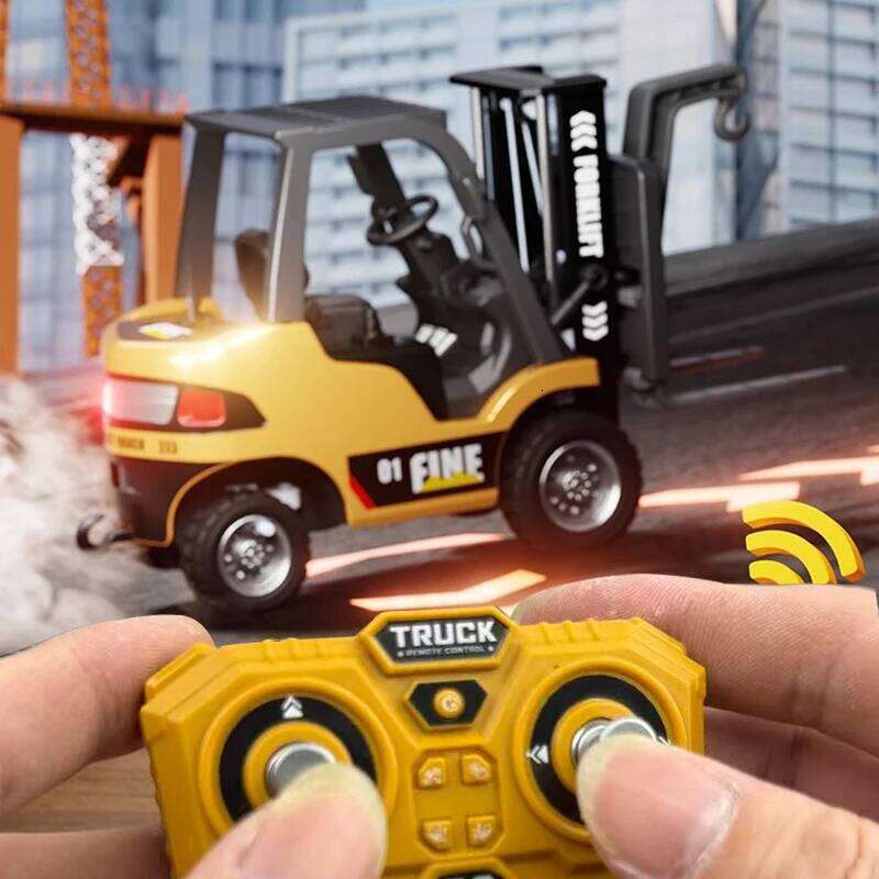 1/64 RC Alloy Forklift Engineering Vehicles Model Collection Mini Remote Control Simulational Trucks Car Toy For Boy Adults Gift C260305