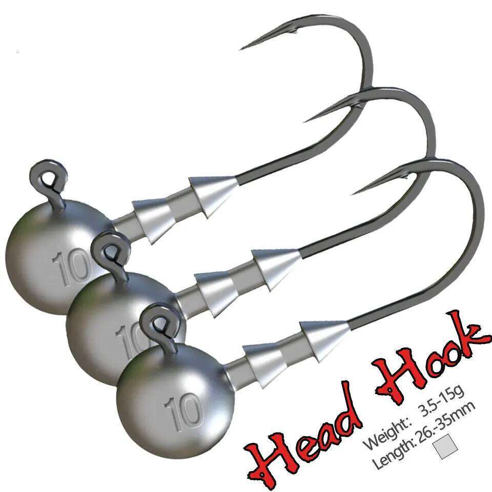 5Pcs/Lot 3.5-15g 26-35mm Fishing Strong Jig Head Anti Hanging Bottom Fishhook Soft Lure Double Locking Triangle Hook S260305