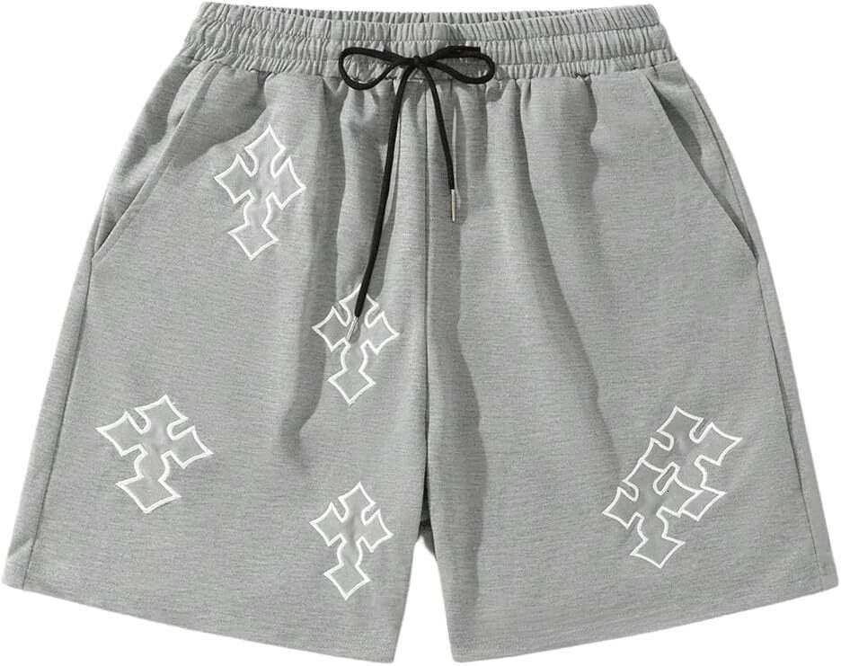 New trendy brand cross-print sports 3D printed, high street style, loose fit, unisex casual shorts, beach shorts for men