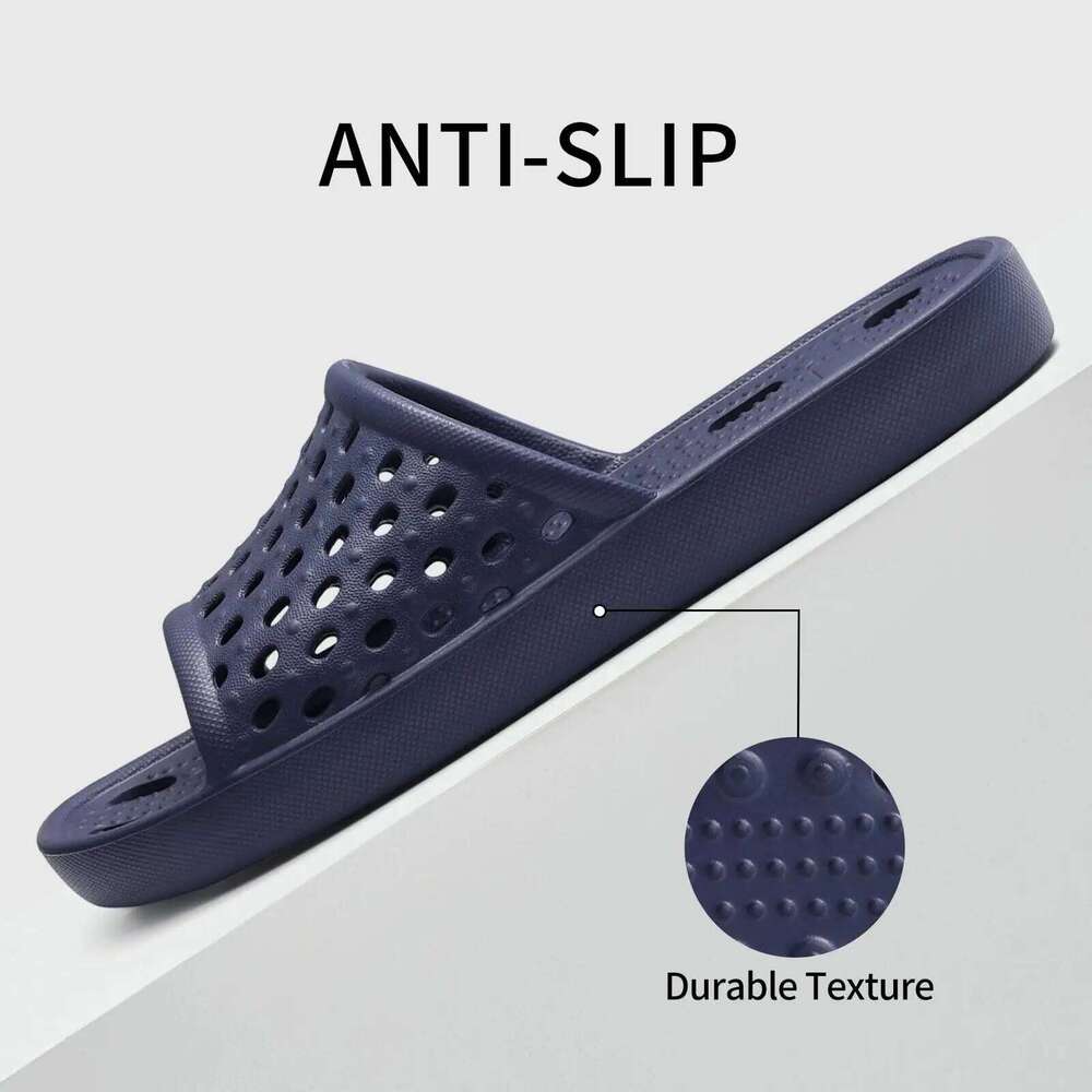 Litfun Light House Women's Fashion Breathable Pool Slippers Drain Holes Anti-slip Beach Slides Orthopedic Bath Sandals