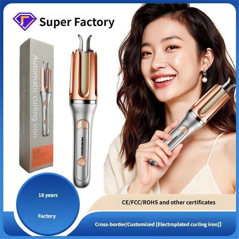 Electric Automatic Ceramic Curler Professional Rotating Heat Curling Iron for Big Waves Style Customizable Curly Hair 26Y0306