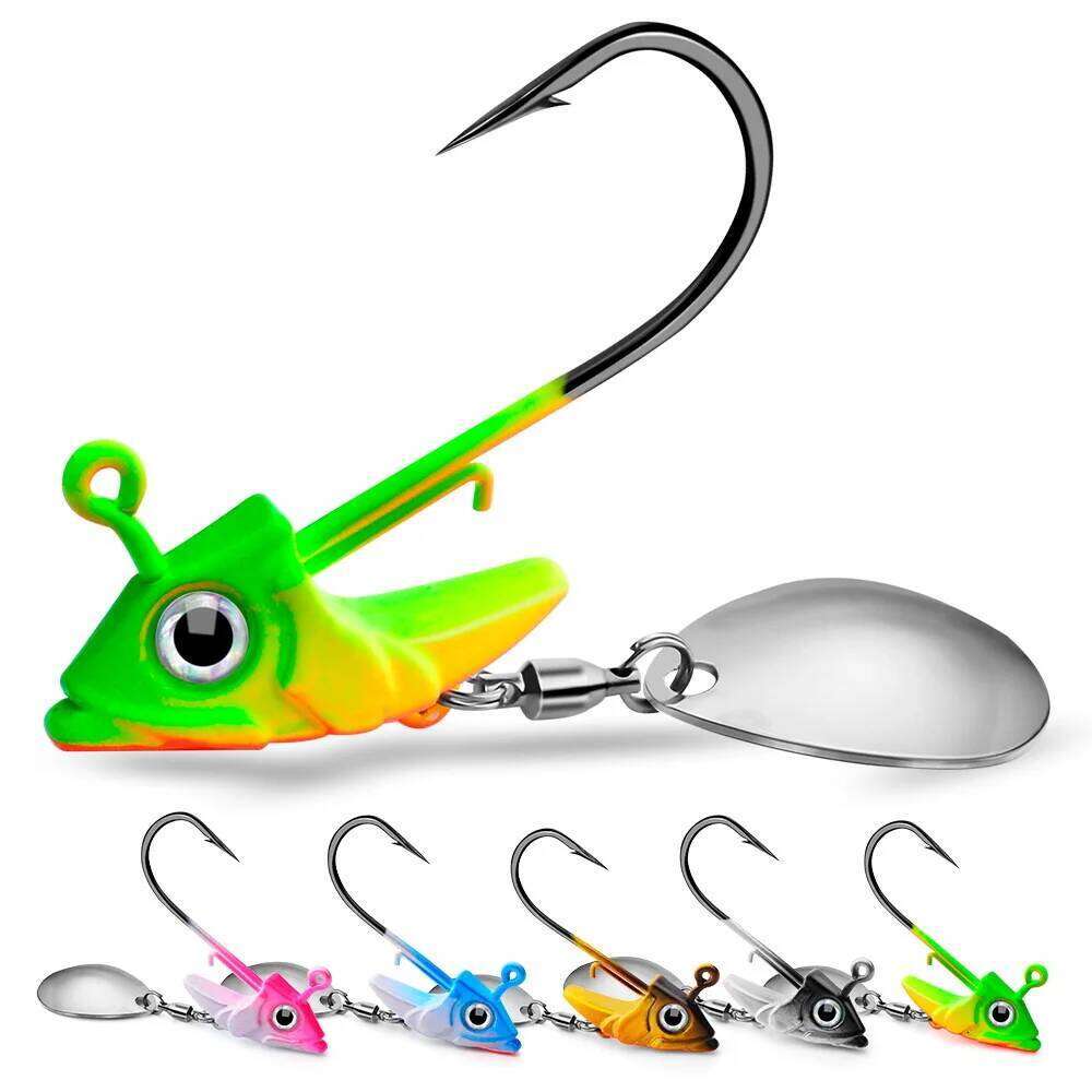 1pc Jig Head 7.5g 10.5g 15g Lures Sinking Rotating Sequin Metal Spoons Fishing Hooks Jigging Jigs Fishhook Baits Tackle S260305