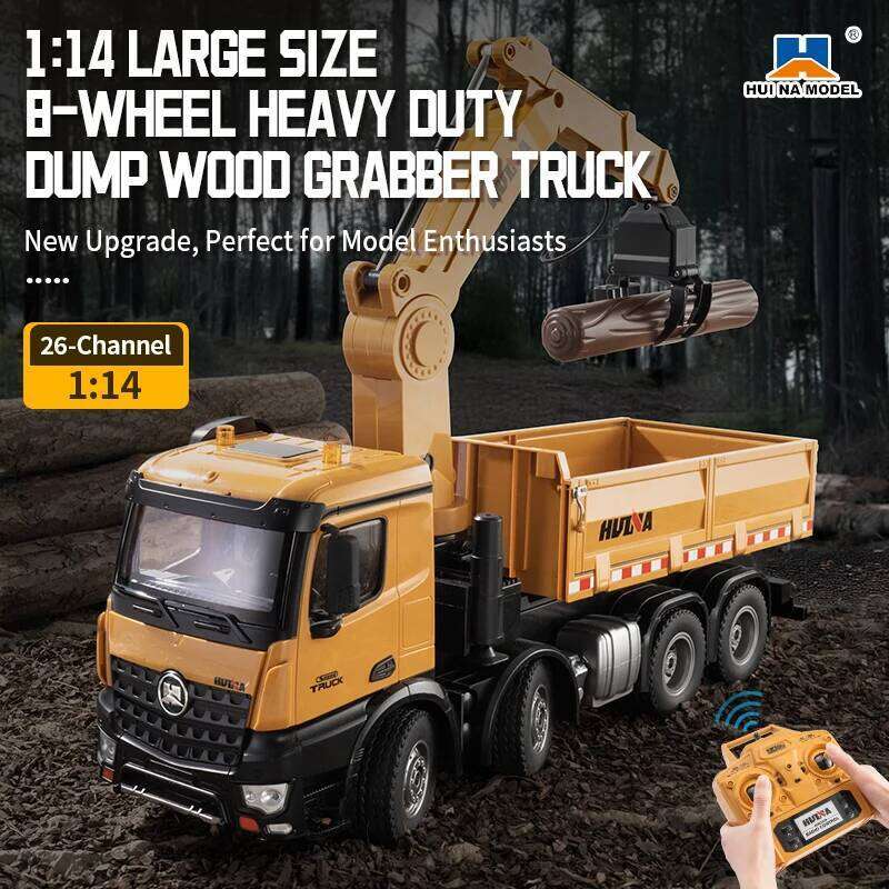 HUINA 1/14 1538 26CH RC Semi-alloy Remote Control With Wood Grab Dump Engineering Truck Model Toy Children's Birthday Gift C260305