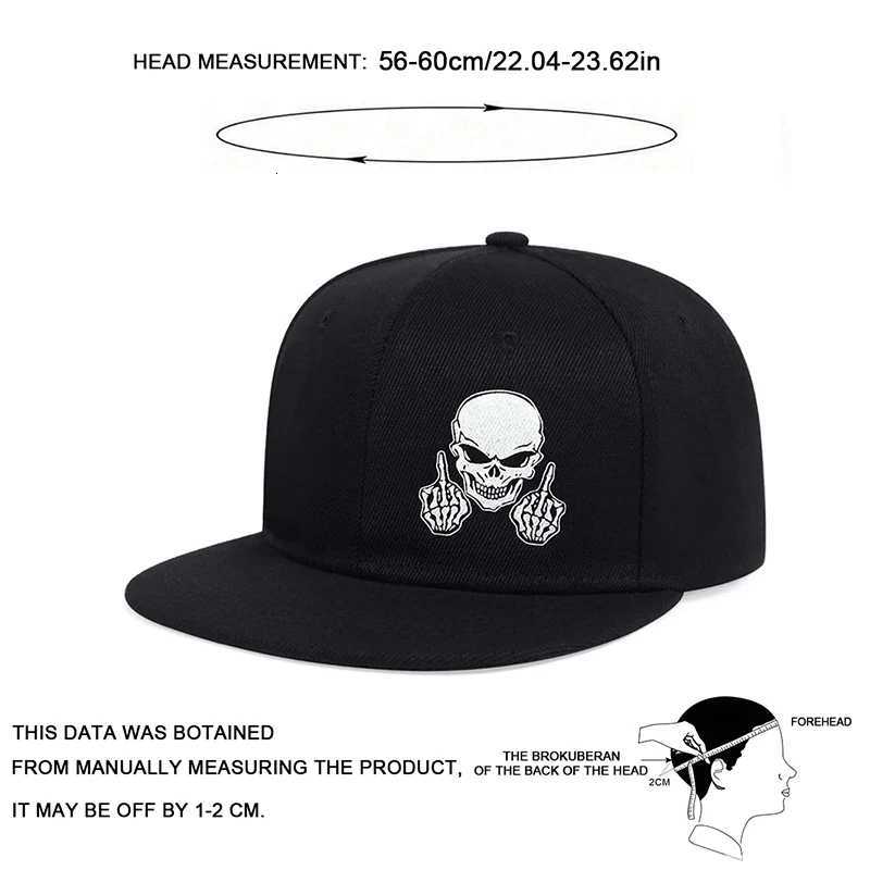 Unisex Skeleton Finger Embroidery Hip-hop Hats Spring Autumn Outdoor Adjustable Casual Baseball Caps Men Women Sunscreen Hat S260306