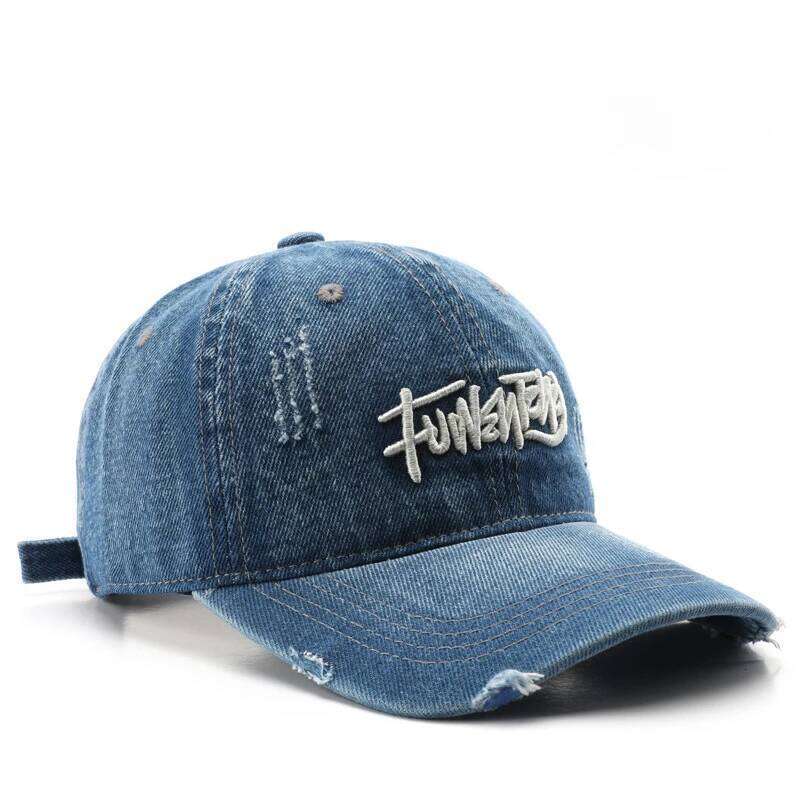 Japanese Retro Washed Denim Letter Embroidered Outdoor Sports Mens Travel Sun Hat Baseball Cap Classic Versatile Comfortable Y260304