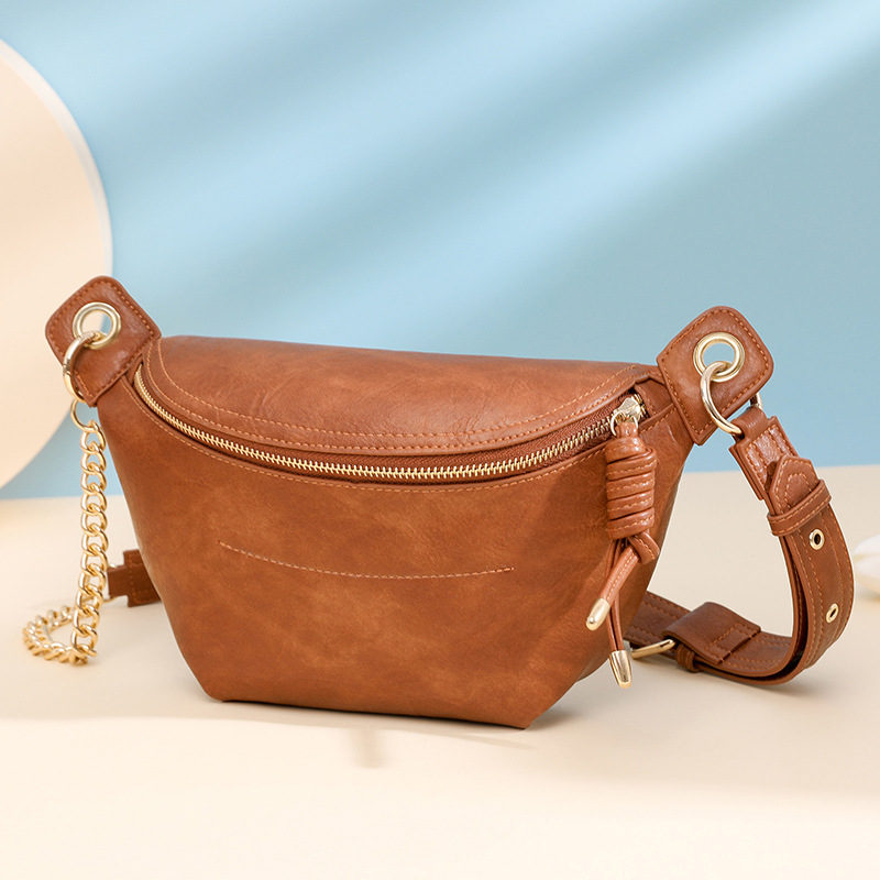 New designer waist bag, casual fashion crossbody bag, European and American retro women's chest bag, simple luxury handbag, commuter shoulder cro