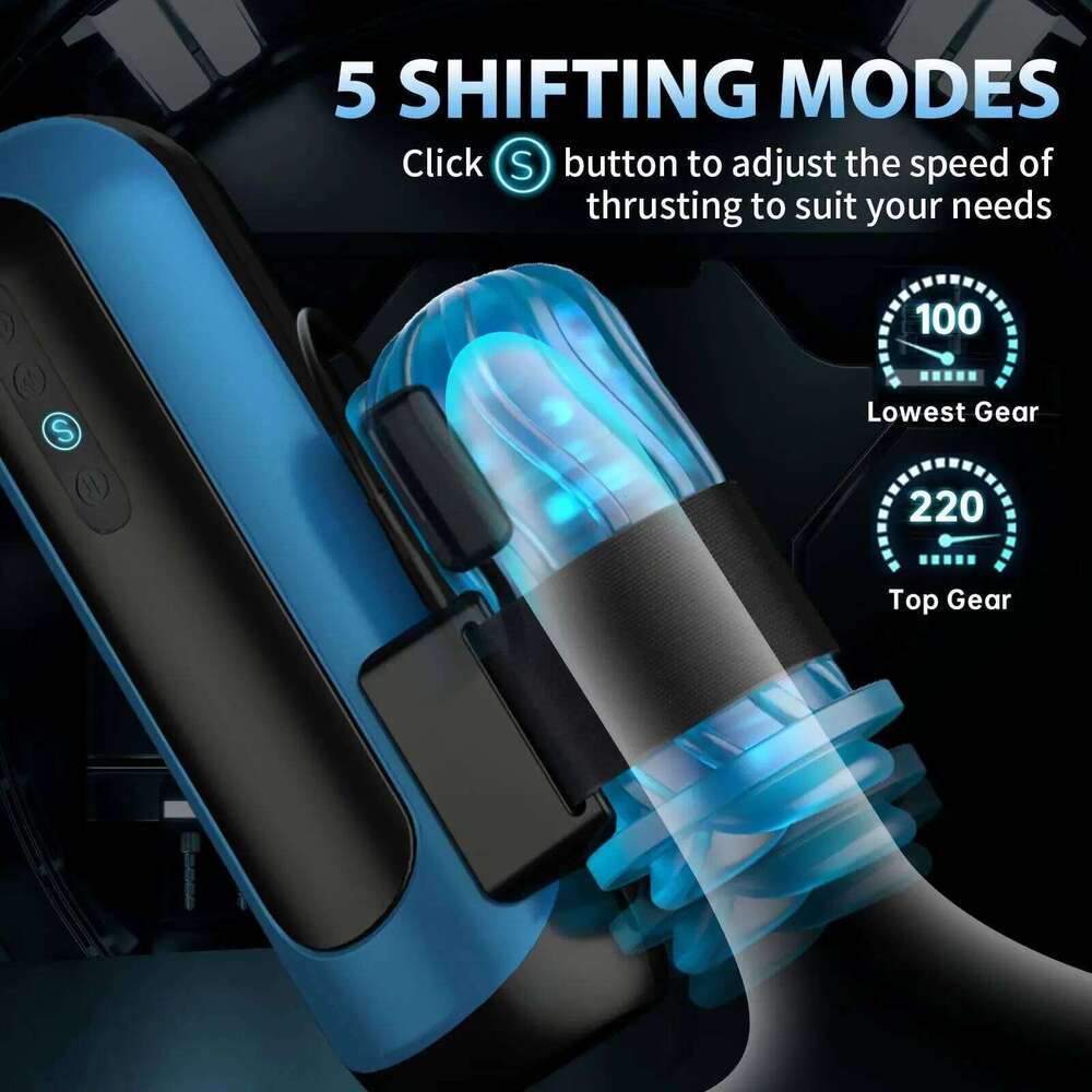 Automatic Male Masturbator Interchangeable Pocket Pussy Blowjob Vibrator with 6 Types of Piston and 5 Speed Modes Adult Sex Toys W260305