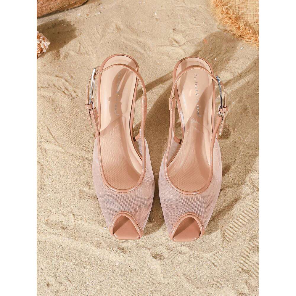 Women's Fashion Elegant Comfortable Mesh Open-Toe Chic Versatile Stiletto Heels