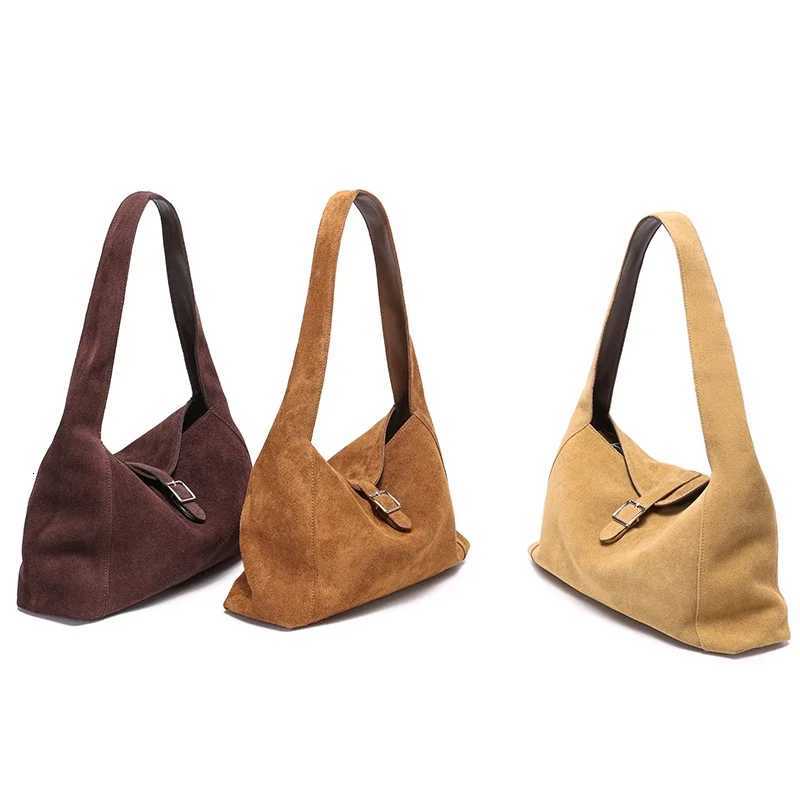 New Winter Womens Natural Suede Leather Bags Female Soft Cowhide Durable Crossbody Shoulder Bag Ladies Fashion Commute Handbags H260306