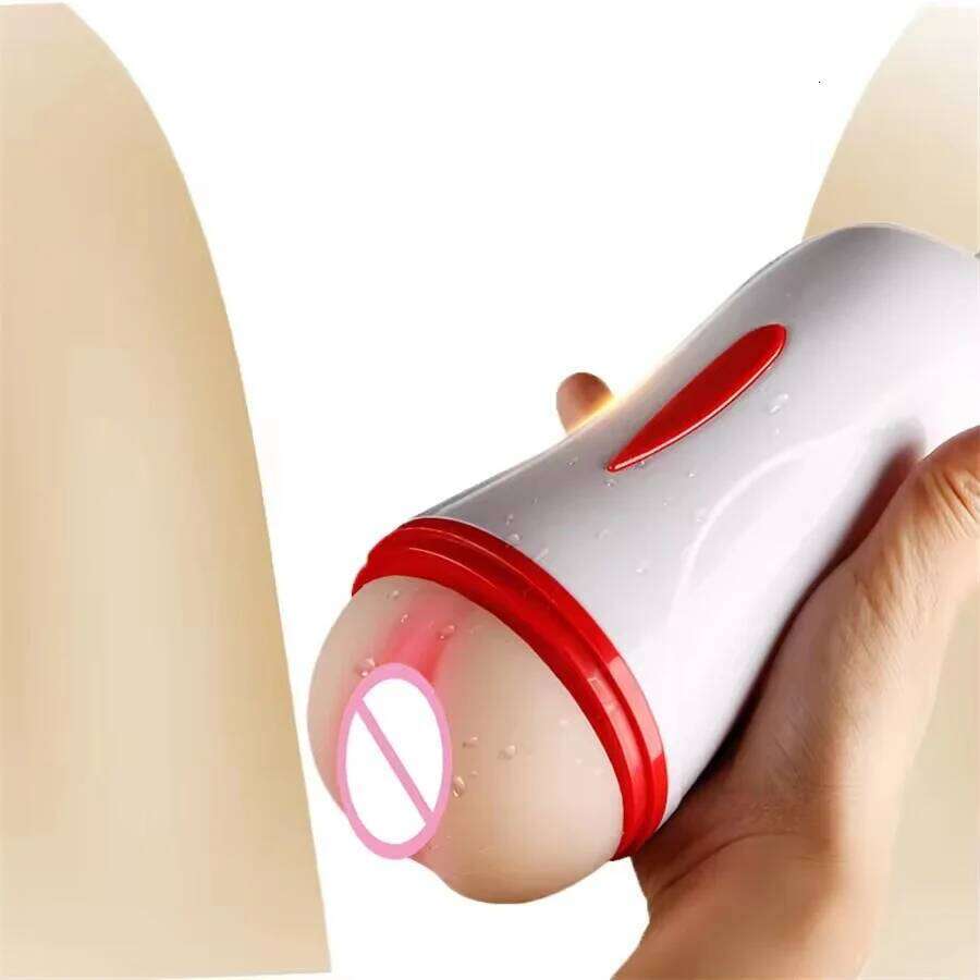 Dual Channel Anal Masturbation Cup Realistic Vagina Pussy Penis Pump Vibrator Male Mastrubator Blowjob Erotic Sex Toys W260305