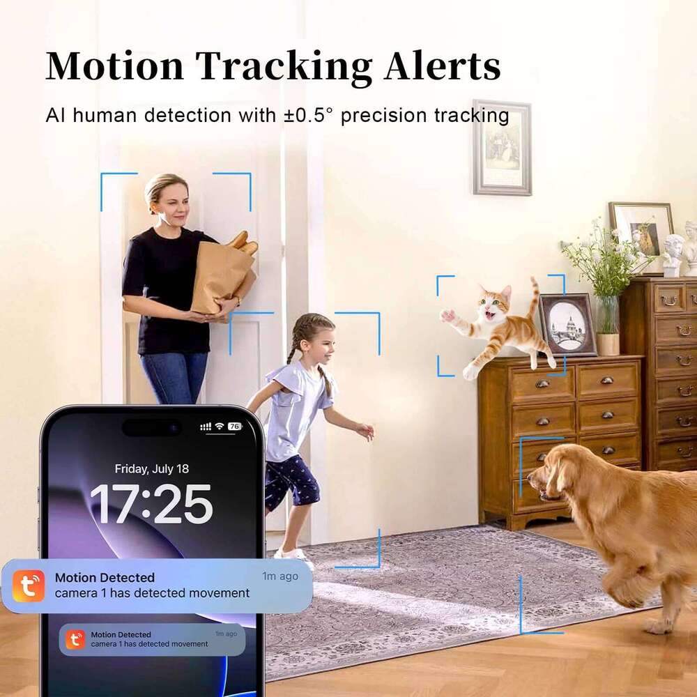Tuya WIFI IP Camera Indoor 2K Baby Monitor Two Way Talk Smart Home 4X Zoom PTZ 360 Surveillance Cameras Support Alexa Google 26W0306