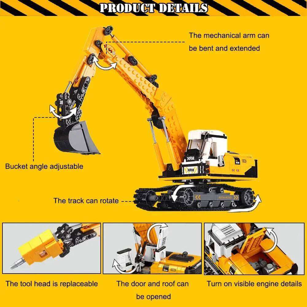 Engineering Trucks Building Blocks Vehicles Excavator Bulldozer Crane Car Bricks City Construction Boys Toys for Childrens Gifts Z260306