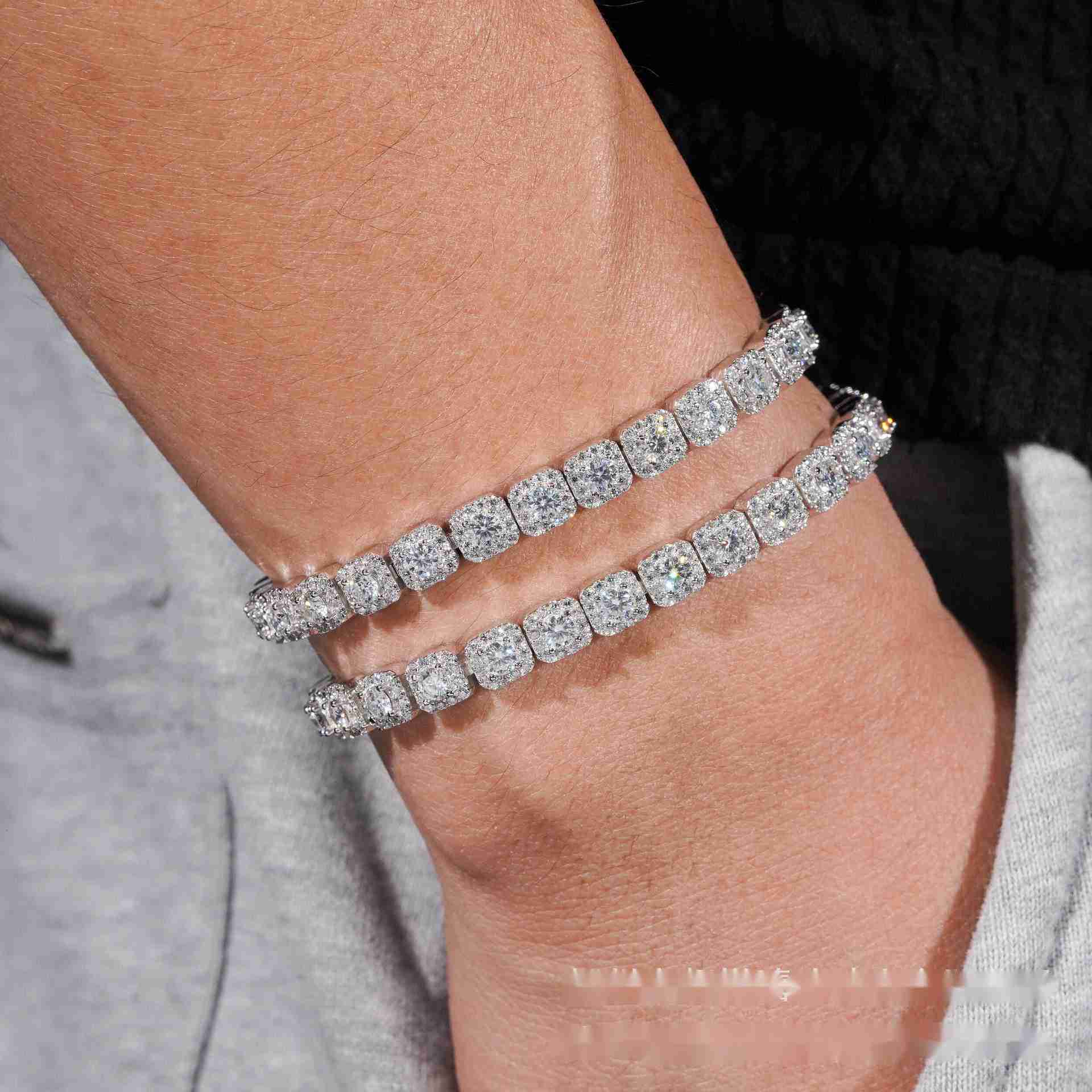 Best-selling 6mm high-end luxury tennis bracelet 925 silver inlaid with VVS moissanite unisex jewelry