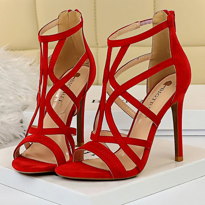 BIGTREE Shoes Roman Style High Heels Woman Pumps Stiletto Heels 11 Cm Women Heels Sexy Party Shoes Hollow Out Women Sandals 2026 260306