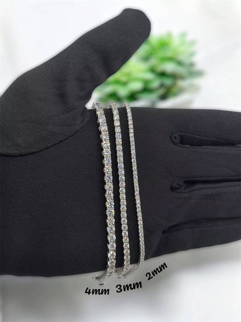 SMOB VVS1 Moissanite Tennis Bracelet 2-4MM 925 Silver Unisex Fit Diamond Tested Clarity Modern Classic Design