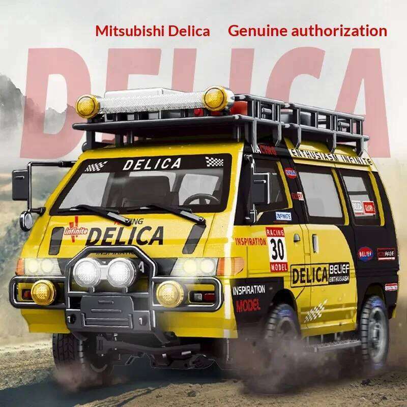 New Mitsubishi DeLica 1/24 Four-Wheel Drive Breadvan Simulation Model Car Children's Toy Remote Control Vehicle Collectible C260305