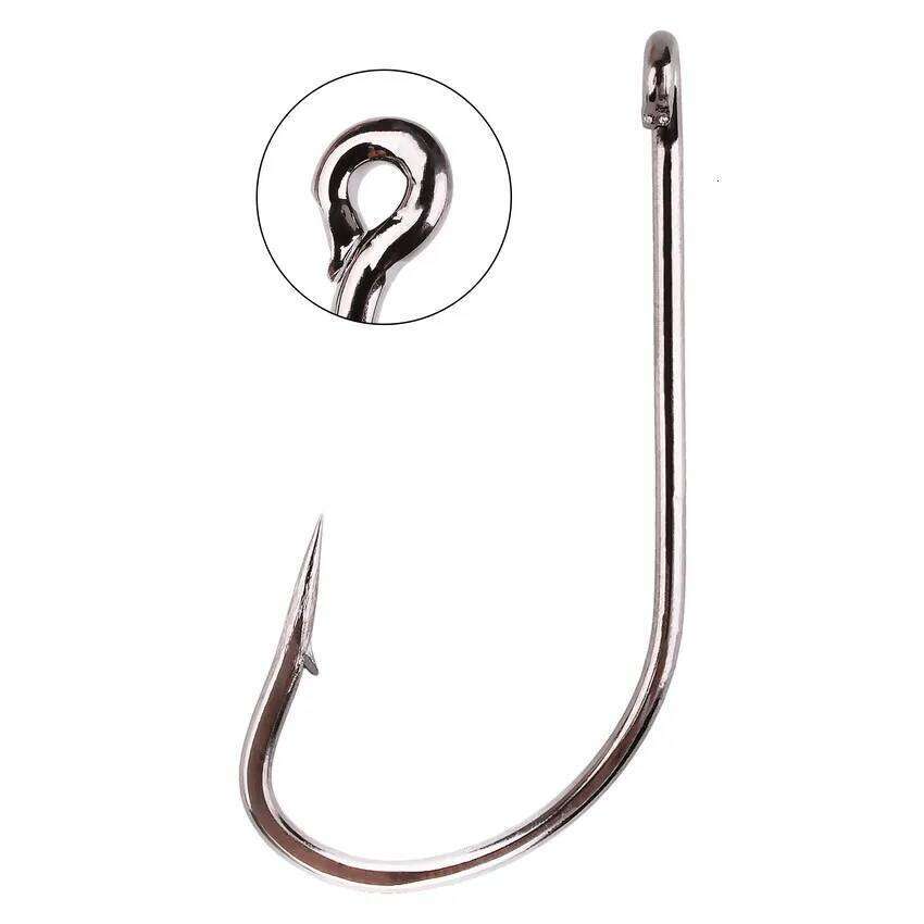 20pcs/box Fishing Carbon Steel Long Shank Saltwater Hook Barbed Ocean Fish Jig Hooks Size 6#-4/0# Sea Fishhook Y260305