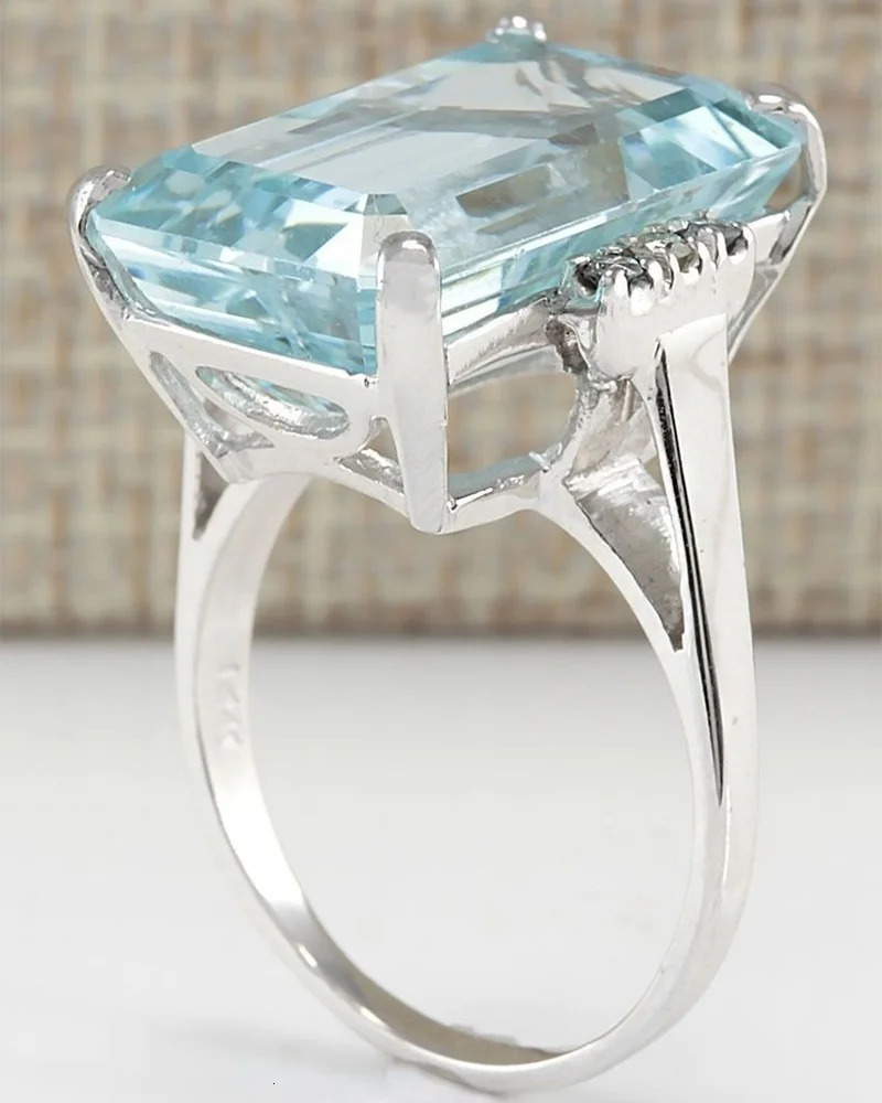 Fashion Princess Engagement Jewelry 1642CT Natural Aquamarine Gemstone 925 Silver Wedding Promise Ring Size 5 11 260306