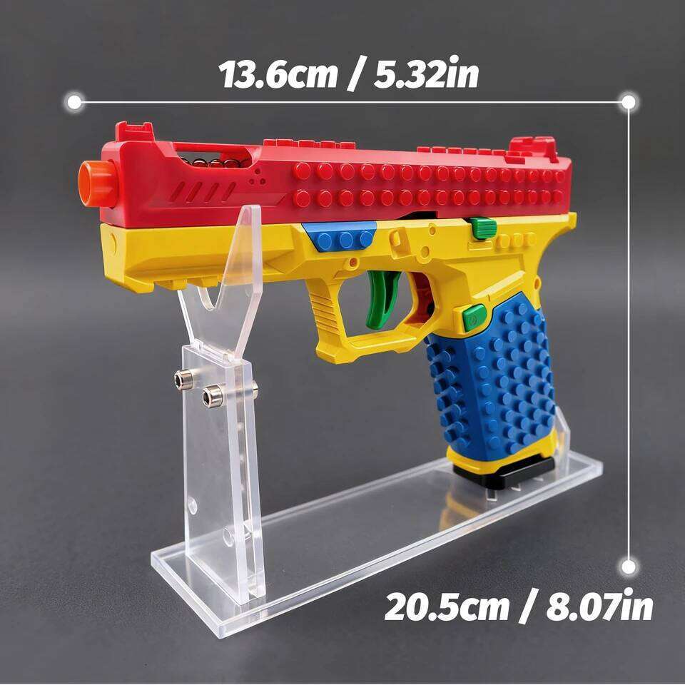 Building block A blue, yellow and red gun. Toy guns can be fired. Collectible desktop ornaments. Gifts for children. Z260305
