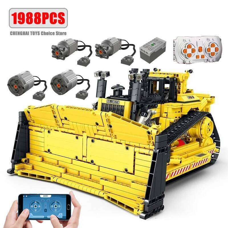 Technical Car APP Remote Control Moter Power Mechanical Bulldozer Building Blocks Brick Engineering Truck Toys Kid Moc Set Gifts Z260306