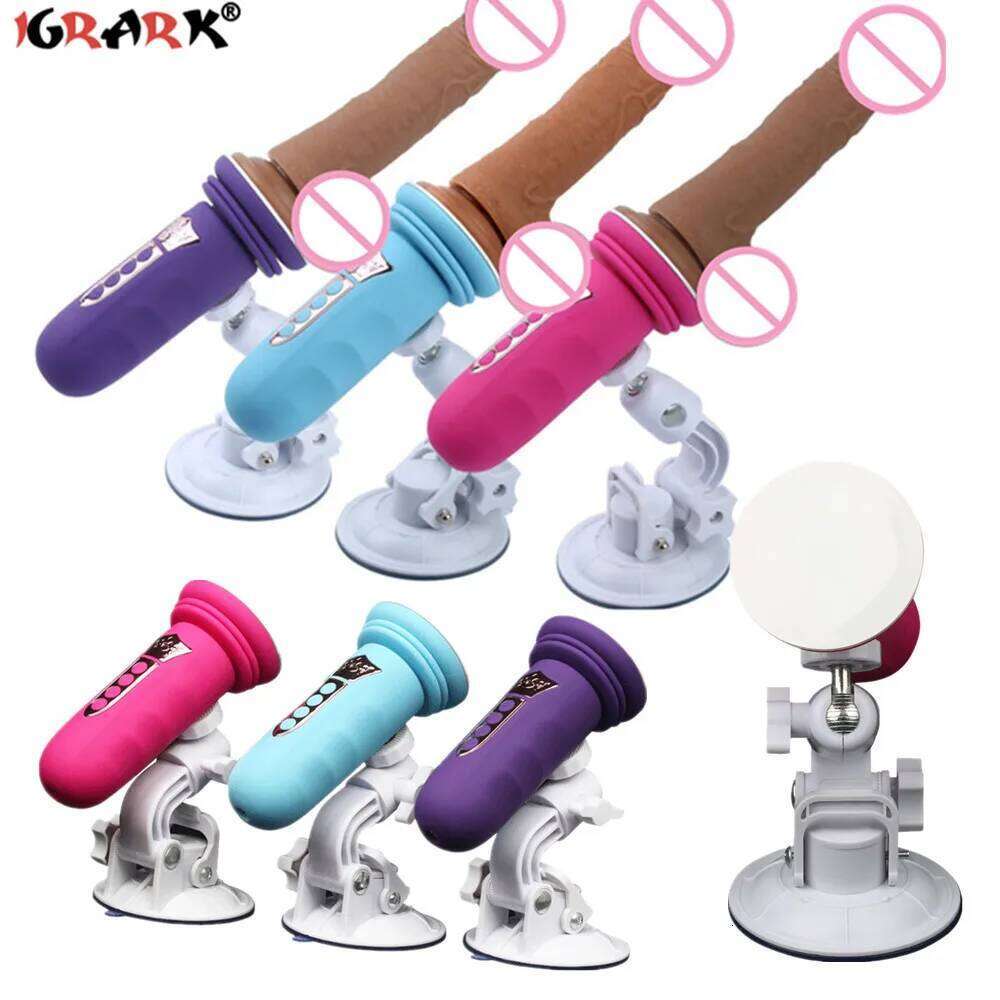 Suction Cup Machine Telescopic Dildo Vibrator Automatic Vagina Massager Thrusting Penis Sucker Sex Toys for Women Adult Game W260305
