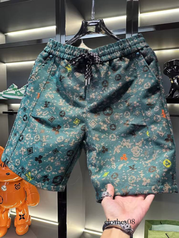European-style men's high-end jacquard casual shorts, trendy brand 2025 new summer American-style beach shorts for men