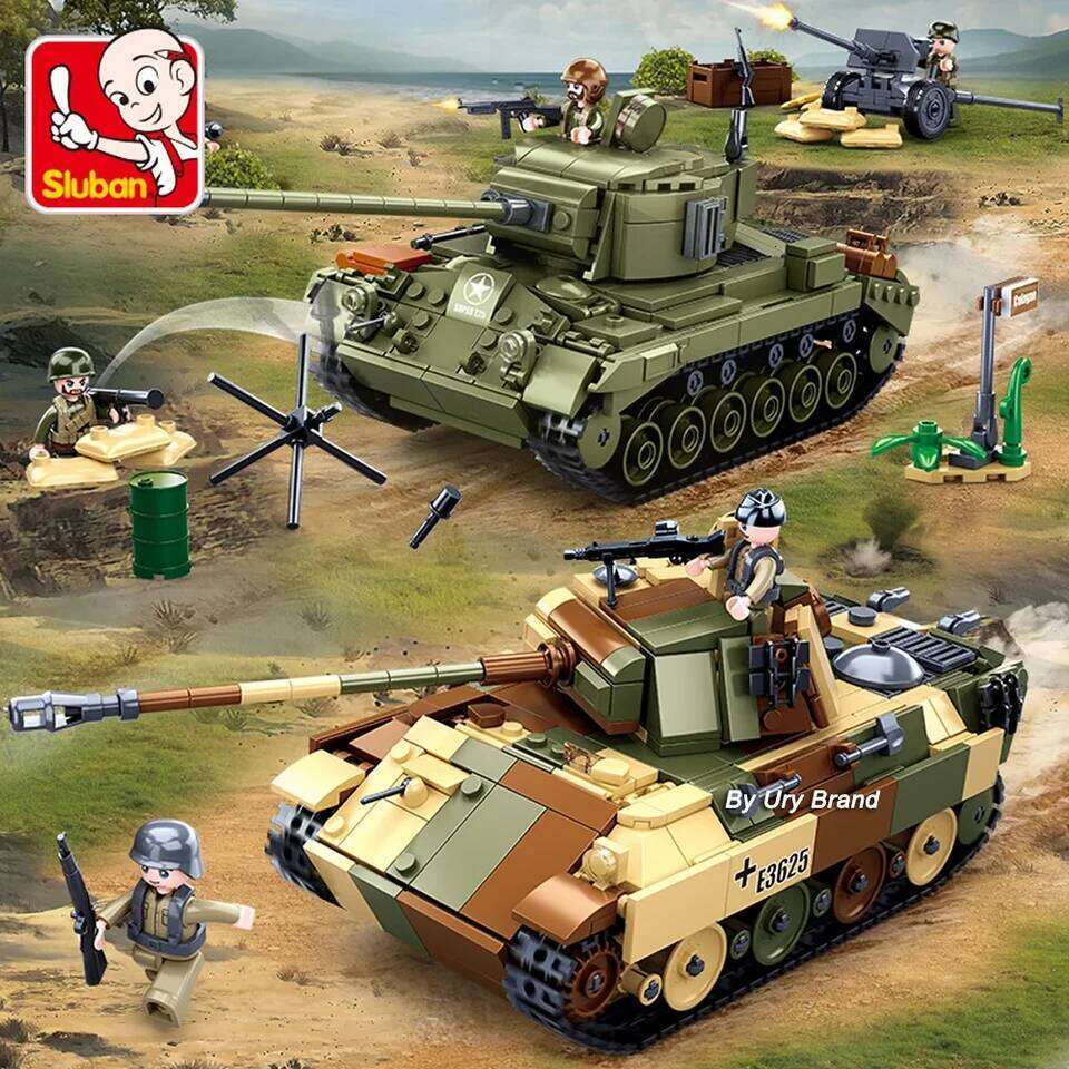 Sluban WW2 Military Plane City Warplane Fighting Airplane Vehicle Tank Sets Model Building Blocks Toys for Children Boys Gifts Z260305