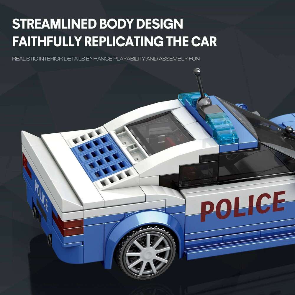 313PCS Blue Police Toy Building Blocks 1:24 Model Car Bricks Desktop Decoration Puzzle Assembly Toys For Kids Holiday Gifts Z260305