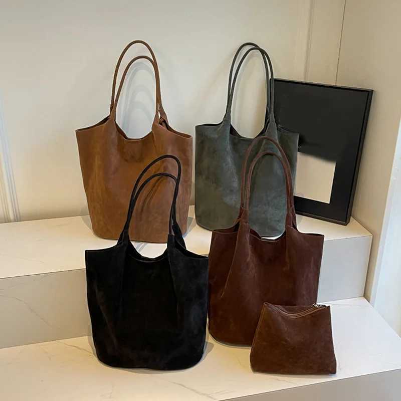 Suede Tote Bag For Women Textured Solid Casual Commuting Shoulder Bags Autumn Winter Large Capacity Shopping Handbags H260306