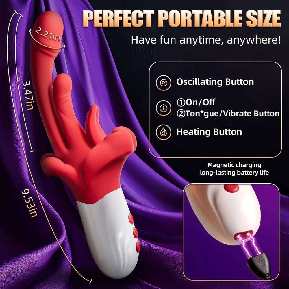 KUSHOR 5 IN 1 Dildo Vibrator for Women Swings Tongue G Spot Clitoral Stimulator Vaginal Massage Female Masturbator Adult Sex Toy W260305