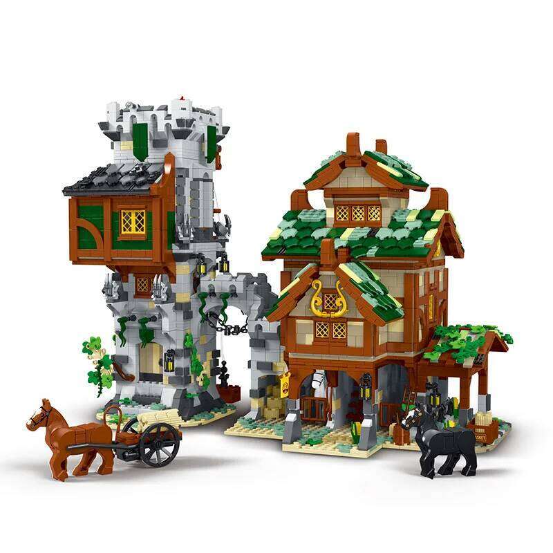 MOC-83831 Middle Ages Guard Tower Building Blocks Bricks Model Streetview Modular City Architecture Sets Kids Toys Boys Gifts Z260306