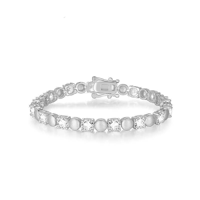Hot-Selling 50mm S925 Silver Moissanite Tennis Bracelet Classic Antique Brushed Hip-Hop Style Mens Fashion Jewelry Wholesale