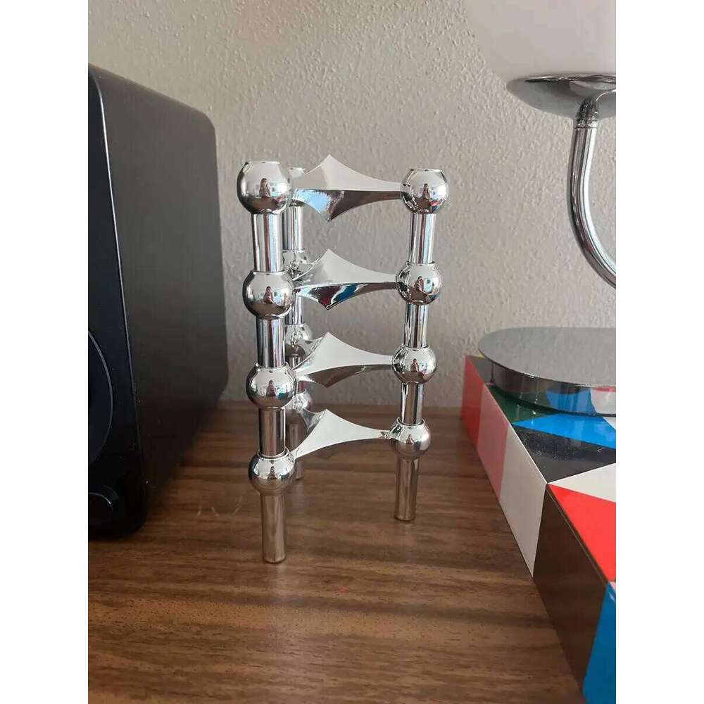 Silver Candlestick Metal Molecular Structure Candle Holder Centerpiece Living Room Decoration Gift Home Decore Candelabra XJ260305