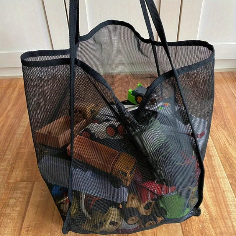 Large Capacity Beach Bag Lightweight Mesh Tote Bag Fashionable and Versatile Shopping Bag 260303