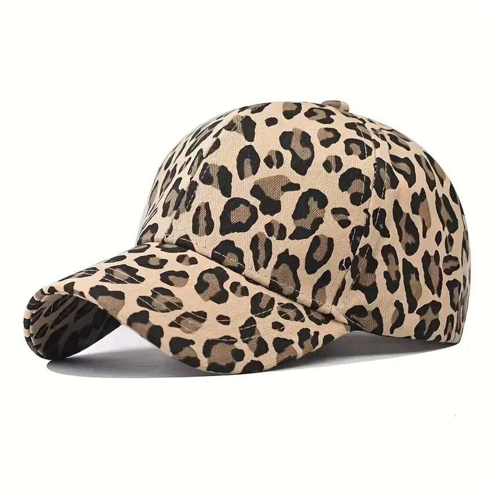 Trendy Unisex Leopard Print Baseball Cap, Stylish Round Top Hat for Outdoor Sun Protection Casual Lovers Ins Duckbill Cap Y260304