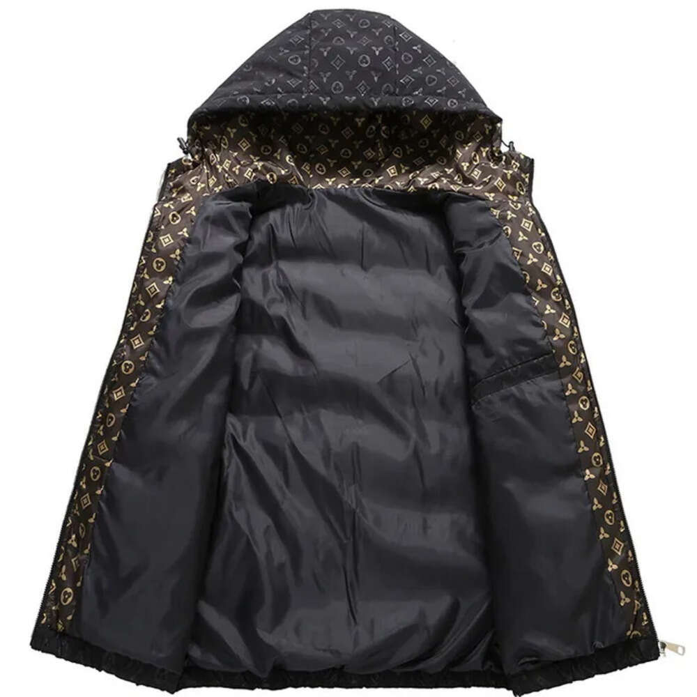 Men's Light Luxury Fashion Cotton Coat Autumn Winter New Design Thickened and Fleece Lined Warm Jacket with Trendy Prints Versatile Punk Style Bl - view 6